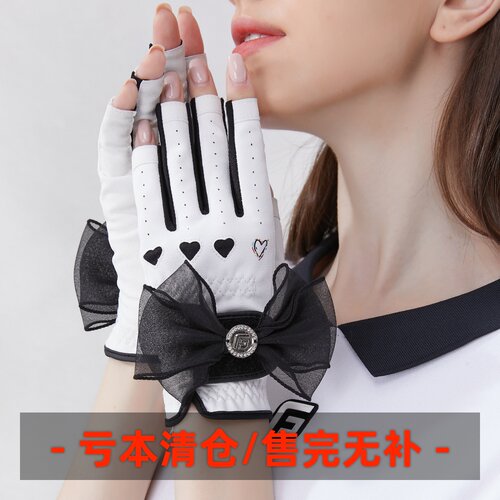 高尔夫女士双手无指骑士手套