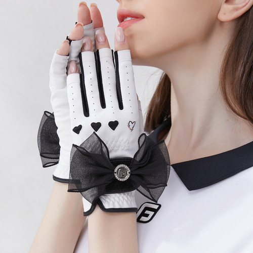 高尔夫女士双手无指骑士手套