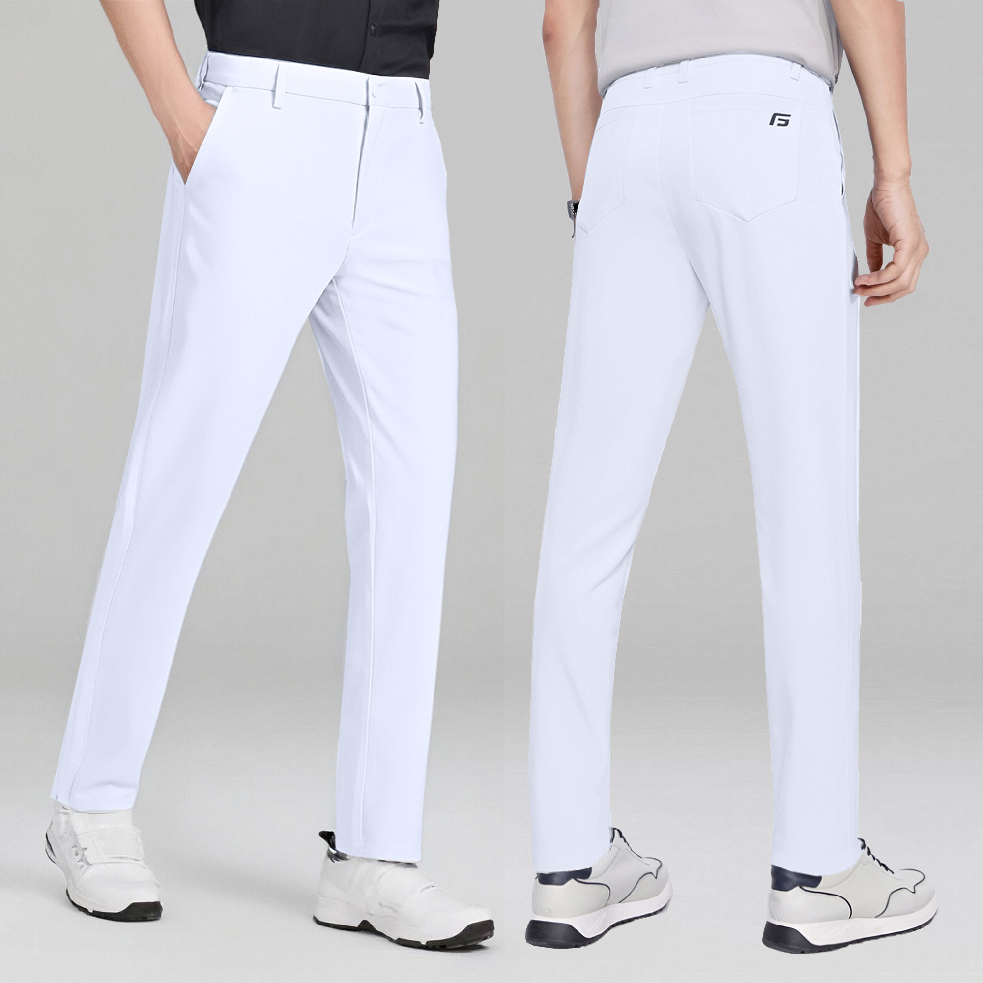 夏季高尔夫男士长裤春夏裤子男装球裤速干高弹力运动长裤白色不透