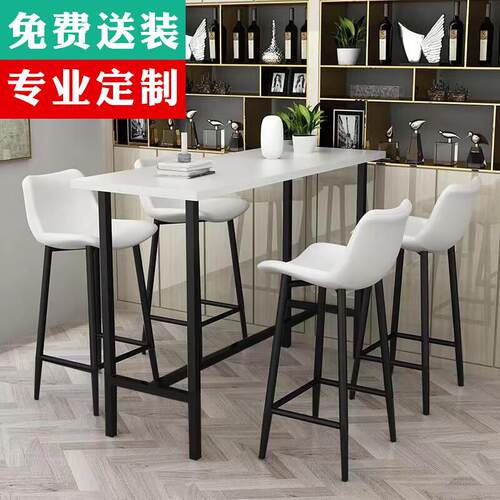 木办吧台桌实木家用奶茶店咖啡厅图书馆餐厅休闲吧阳台高脚长条餐