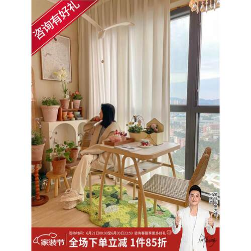紫叶(ziye)阳台桌椅组合小户型室内简约休闲看书喝茶户外小茶几藤