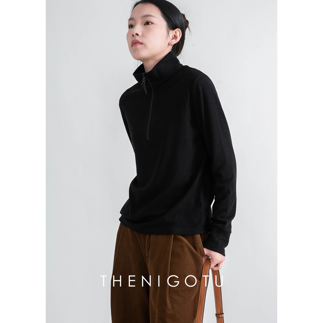 小众澳绒半拉链打底衫直筒冬季