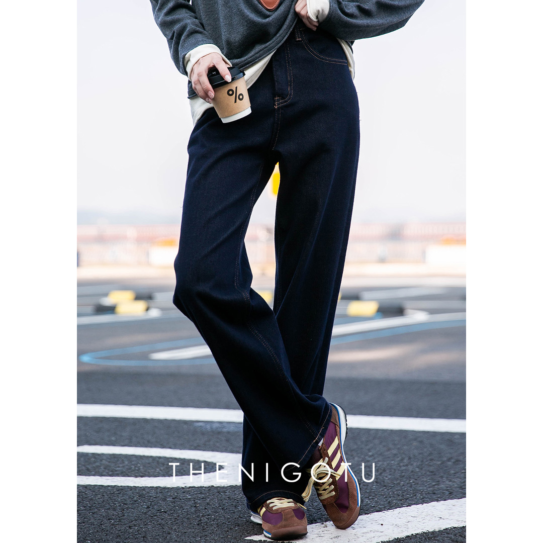 加绒加厚休闲牛仔裤2024年冬季