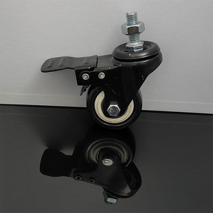 2寸5CM万向刹车轮子M10丝杆脚轮静音M12螺杆重型刹车轮家具轴承轮