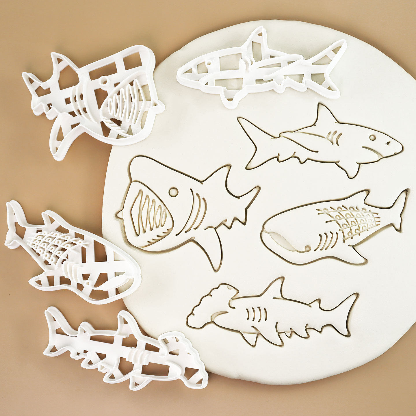 鲨鱼印章模具曲奇切模饼干翻糖烘焙模具压花工具大白鲨印章磨具