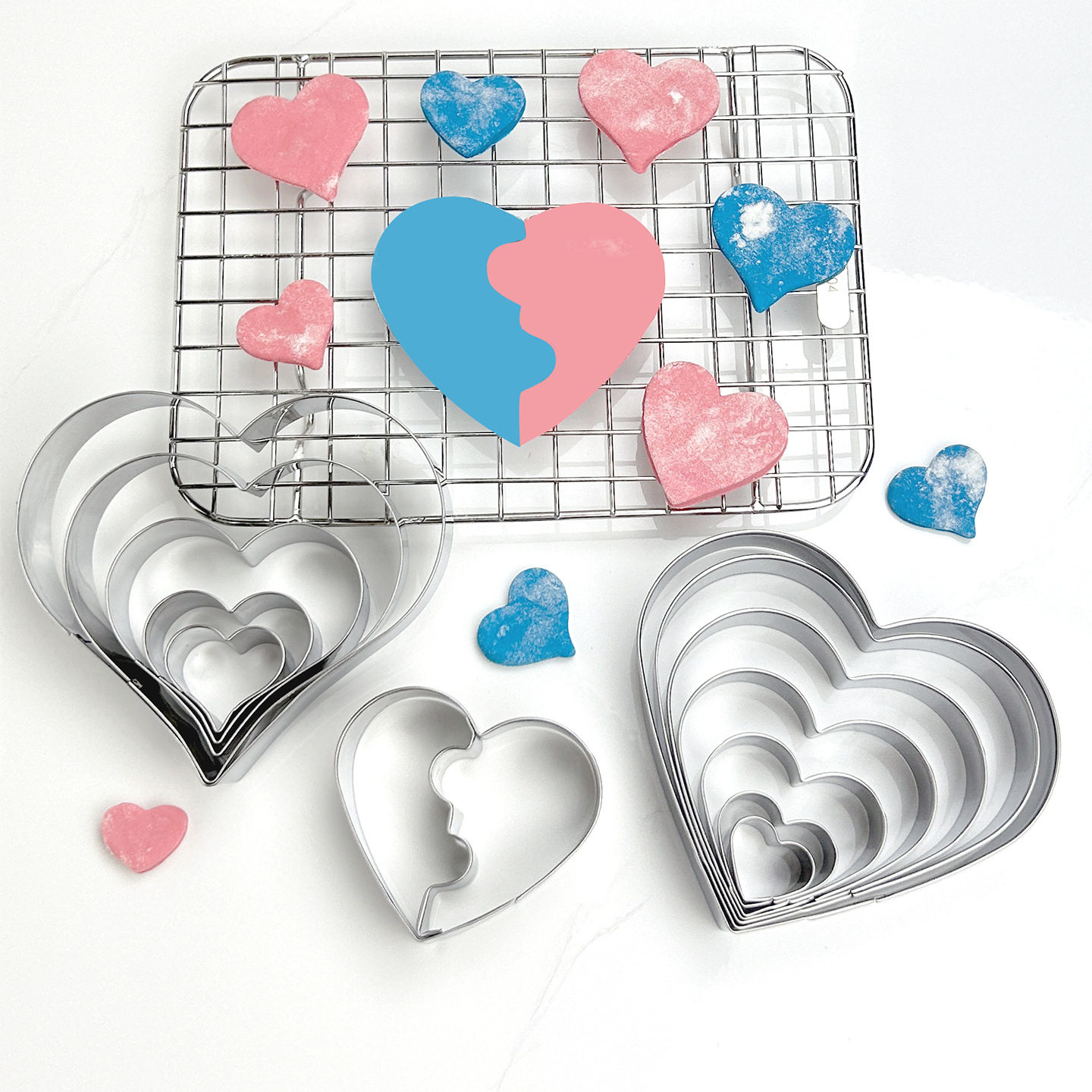 5寸心形模具4寸饼干切模心型慕斯不锈钢爱心水果翻糖蛋糕压模虾滑