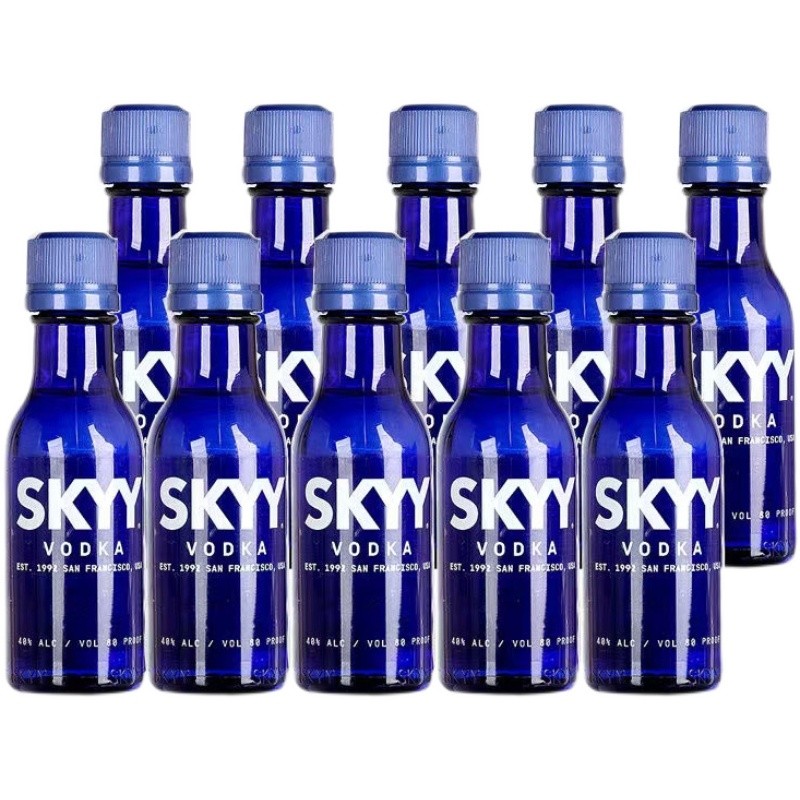 蓝天伏特加SKYY VODKA深蓝原味 进口洋酒50ml*10迷你小酒版 正品