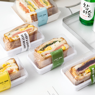 网红三明治盒子包装盒商用热压家用单独塑料透明一次性便当打包盒