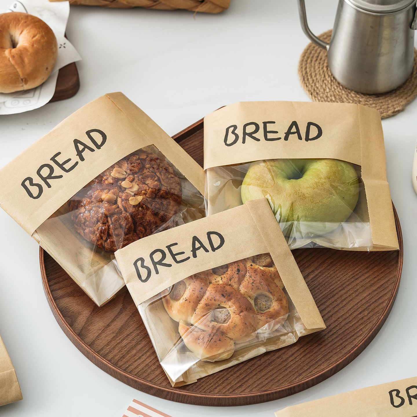 面包包装袋食品级贝果欧包切片吐司长条碱水面包烘焙牛皮打包纸袋