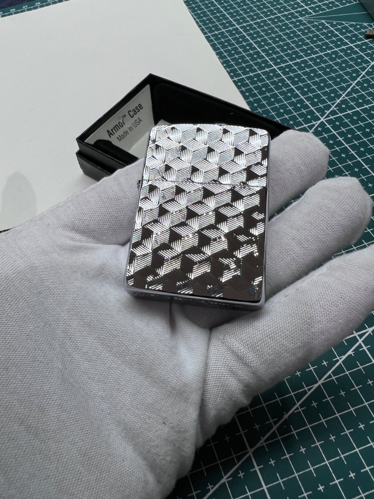 zippo打火机纯铜盔甲双面砖石雕刻镀白金