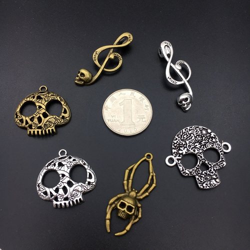 蒸汽朋克复古骷髅项链合金diy音符蜘蛛鞋帽装饰品材料包配件吊坠