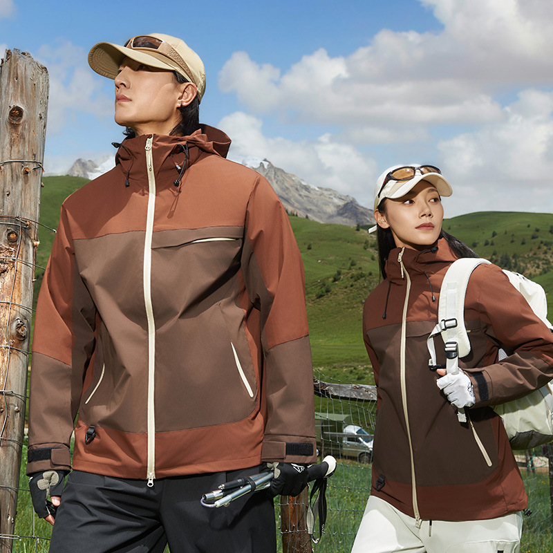 新款户外三合一冲锋衣拼色款内胆摇粒绒一衣三穿可拆卸内胆男女款