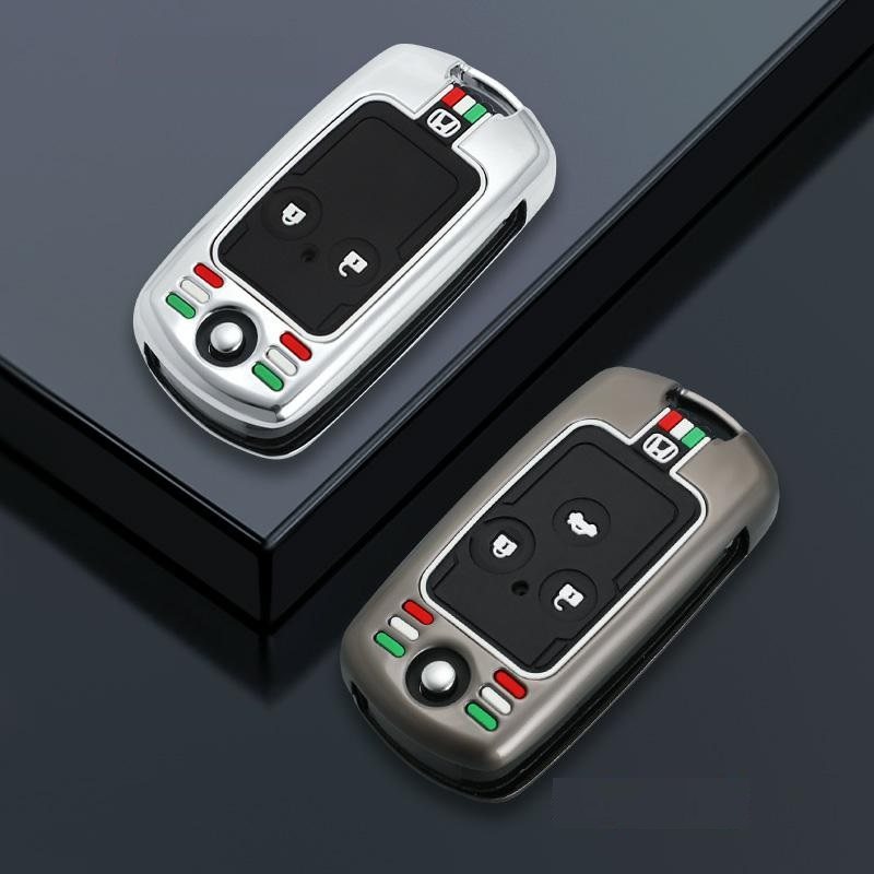 炫酷金属12131415老本田八9代雅阁思域crv汽车钥匙套壳扣真皮改装