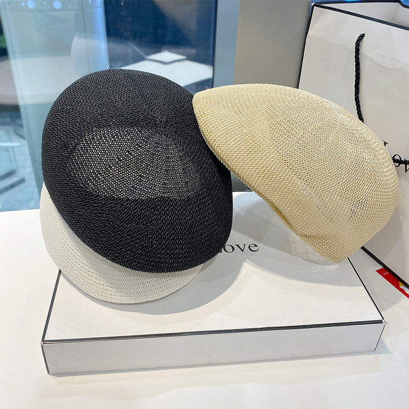 帽子女夏百搭时尚针织鸭舌帽女夏季薄款简约纯色前进帽男遮阳防晒