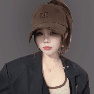 户外运动宽帽檐显脸小空顶棒球帽 潮牌硬顶鸭舌帽子女夏季 韩版 时尚