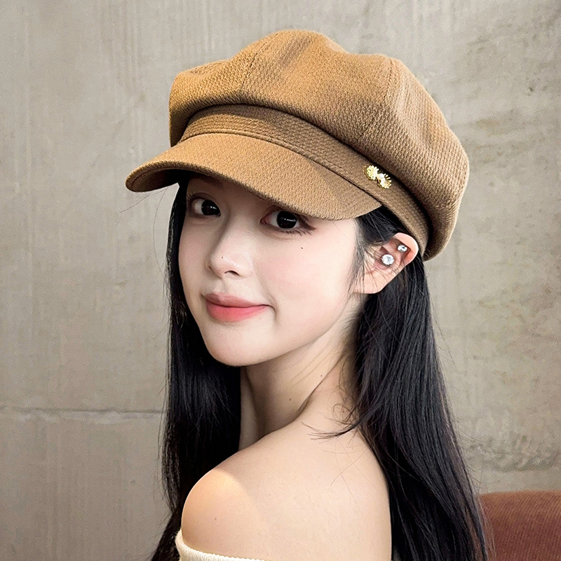 英伦复古街头百搭八角帽女秋冬季