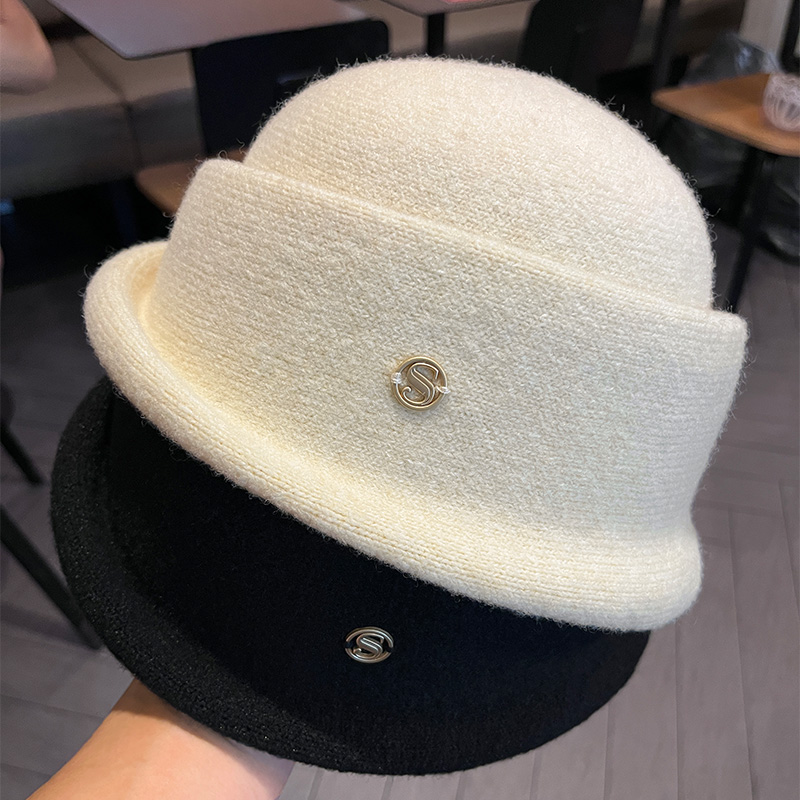 新款法式赫本风盆帽女冬季羊毛呢