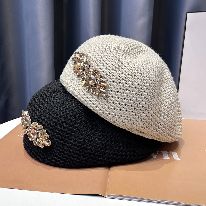 春夏季逛街镂空水钻鸭舌帽百搭女