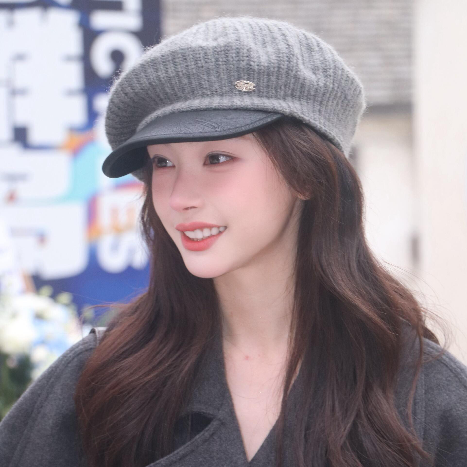 易梦玲同款灰色针织贝雷帽女秋冬韩版时髦鸭舌帽百搭气质报童帽子,服饰配件/皮带/帽子/围巾,帽子,淘宝优惠券,粉丝福利购,淘宝优惠卷