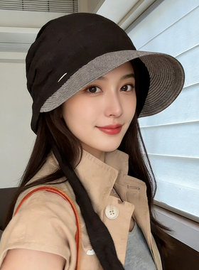 韩国亚麻包头帽女春夏新款遮阳帽