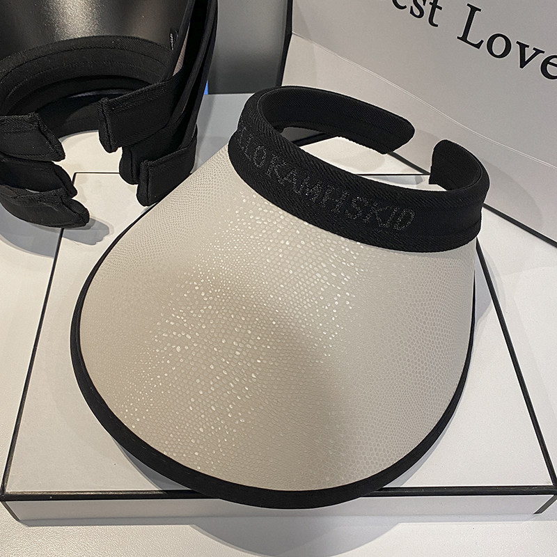 夏季pvc黑胶防晒太阳帽女款防风户外骑车运动大檐遮阳空顶帽子潮