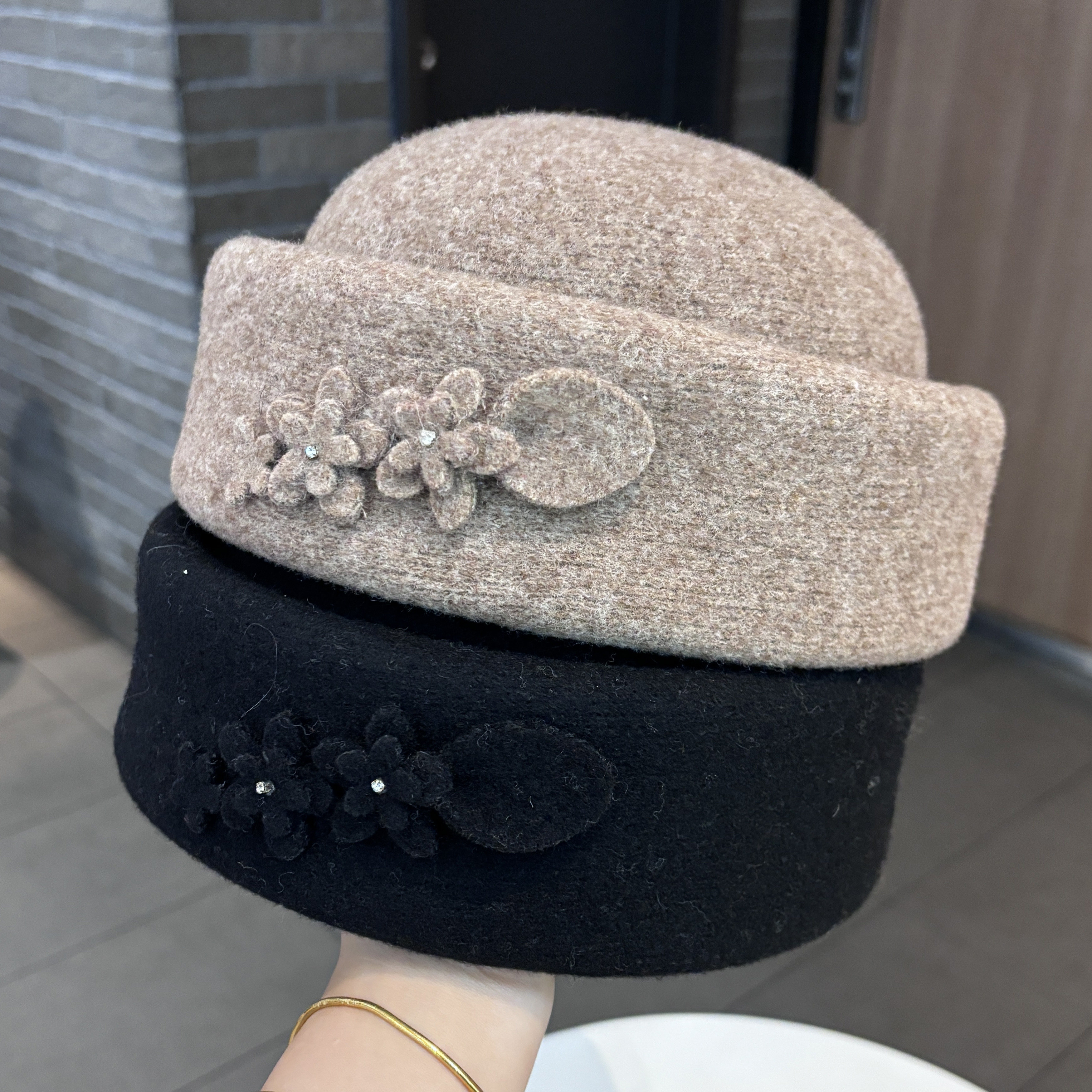 高品质毛呢药盒帽子女秋冬新款