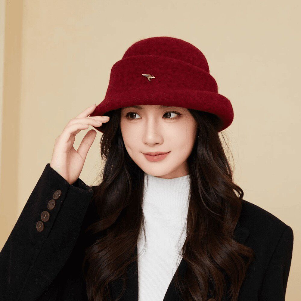 法式赫本风毛呢盆帽女时尚气质