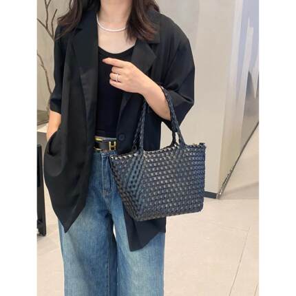 纯手工真皮编织包菜篮子包女2025秋季新精致手提包斜挎包小托特包