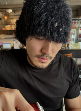 正确版Thug Club24FW麦穗纹路针织长毛绒帽 男女同款保暖滑雪冷帽