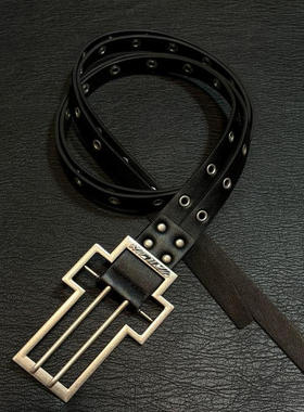 村上春树 Opium原创中古双层分裂复古做旧十字架皮带原创小众腰带