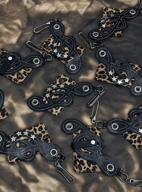 马嘉祺同款 DND4DES 豹纹奶牛纹腰间配饰钥匙扣零钱包牛皮y2k卡包