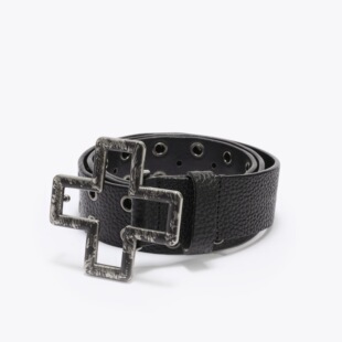 「Rabbit.b」Yonik.//复古做旧十字扣 头层牛皮弹孔朋克皮带腰带