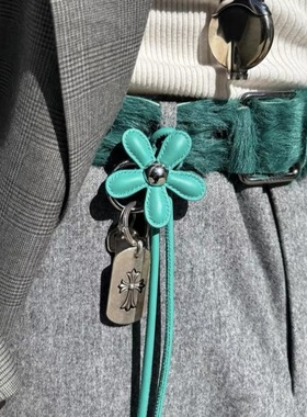 Rumu翠湖绿山茶花缎带项链