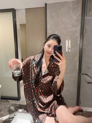 冰丝睡裙夏季女款大牌高级感2024年新款夏天女士家居服男友衬衫风