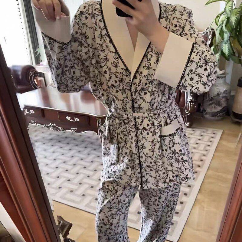 秋冬季海岛绒睡衣女款高级感系带保暖法式轻奢复古睡袍式睡衣套装