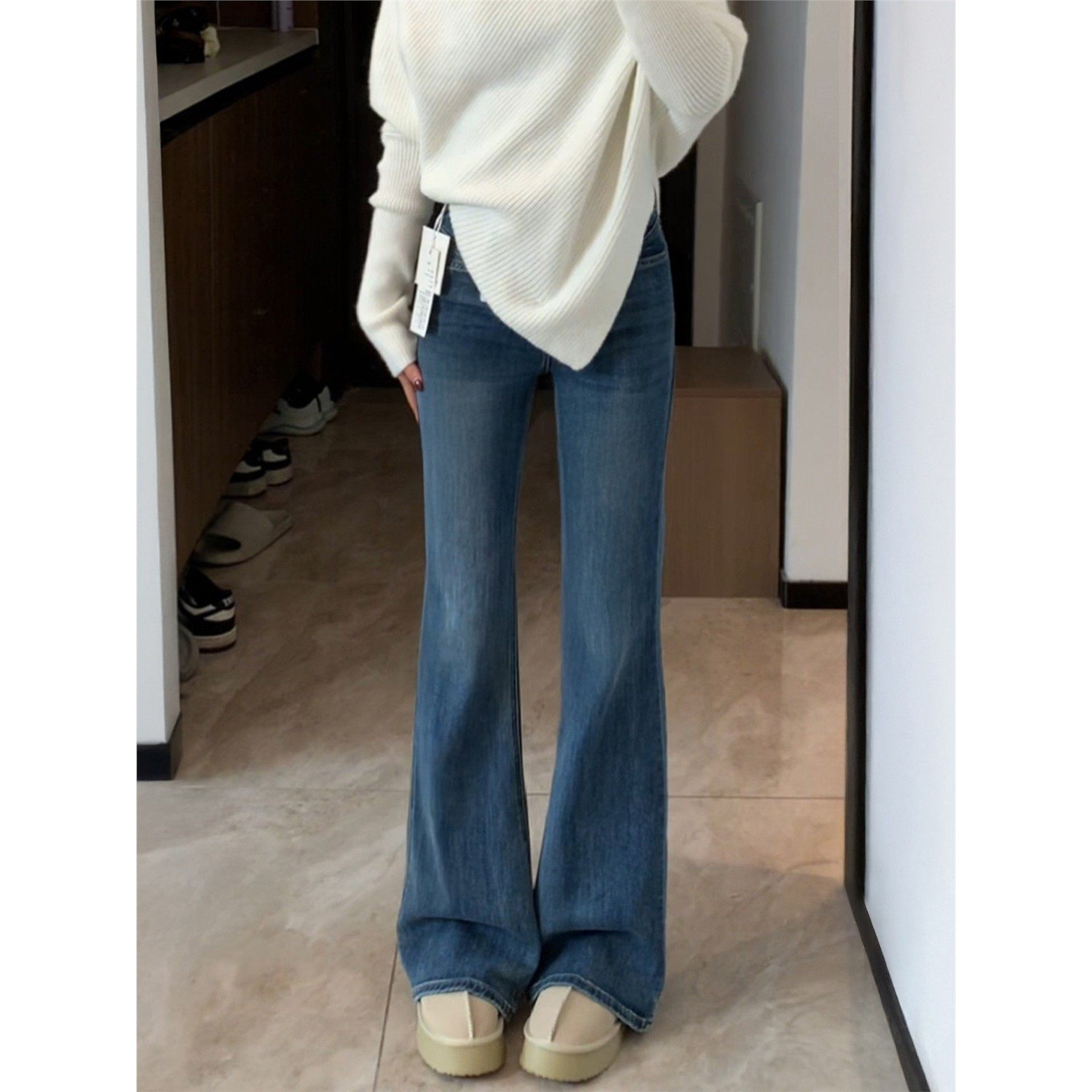 梨型身材微喇弹力牛仔裤女秋季新款胖妹妹mm高腰显瘦直筒喇叭裤子,女装/女士精品,大码裤装,淘宝优惠券,粉丝福利购,淘宝优惠卷