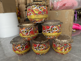 佛山狮鼓儿童牛皮鼓舞狮鼓幼儿园小孩醒狮小鼓少年练习头层牛皮鼓