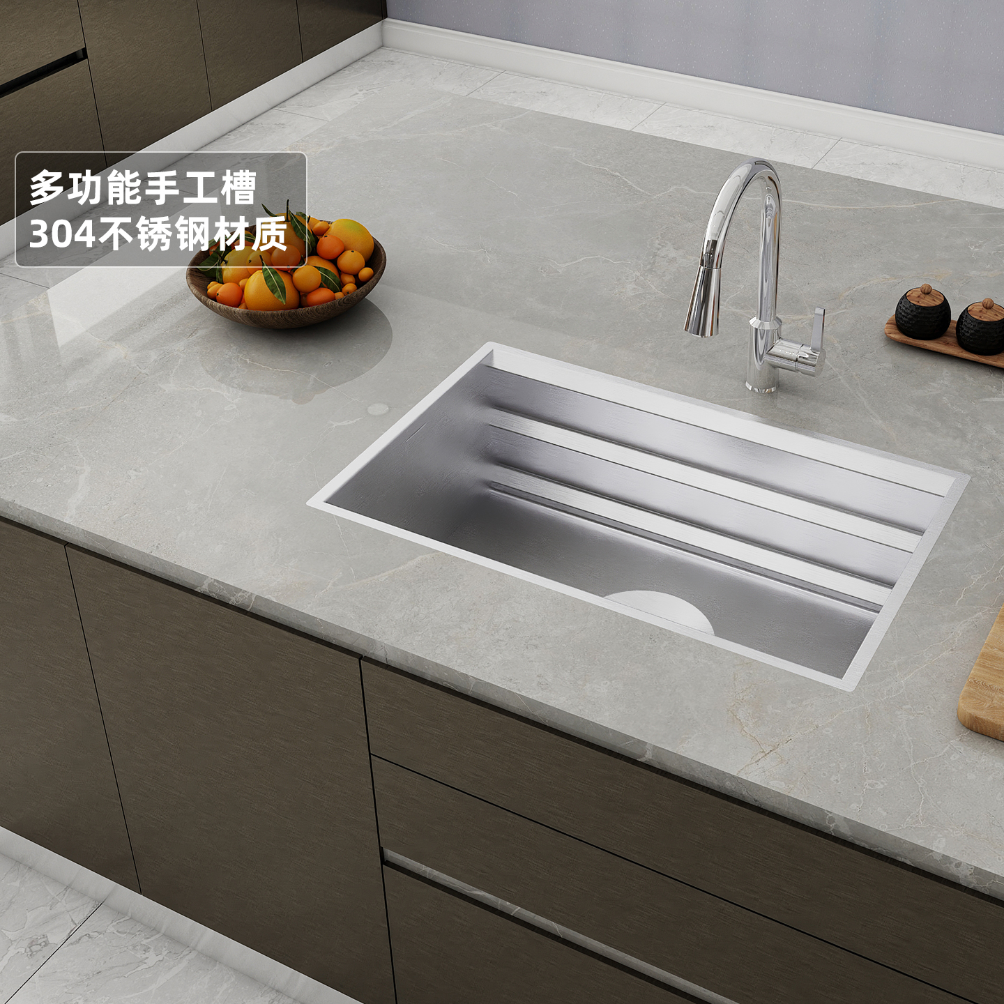 科勒多功能不锈钢一字滑动厨盆