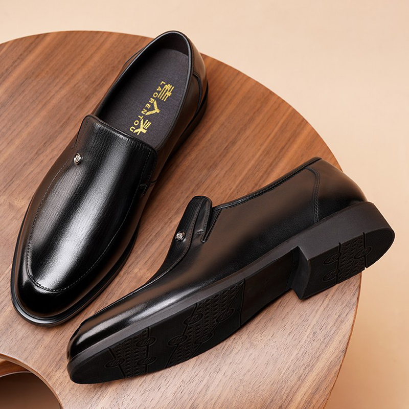 老人头金猴商场同款经典男鞋真皮一脚蹬男士皮鞋软底老年人爸爸鞋