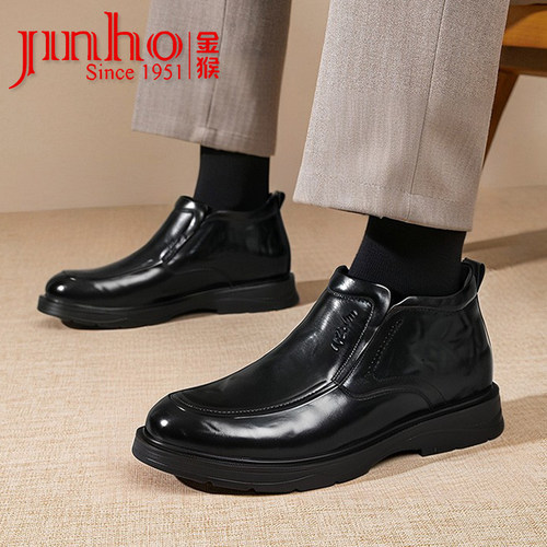 金猴真皮皮毛一体男鞋冬季2025新款 一脚蹬羊毛鞋加绒加厚大棉鞋