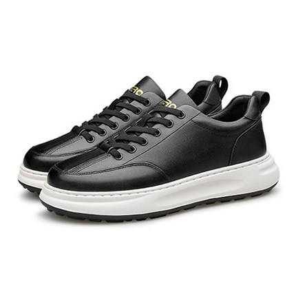2025新款零度男鞋白色平底板鞋 真皮运动休闲鞋中年男士皮鞋厚底