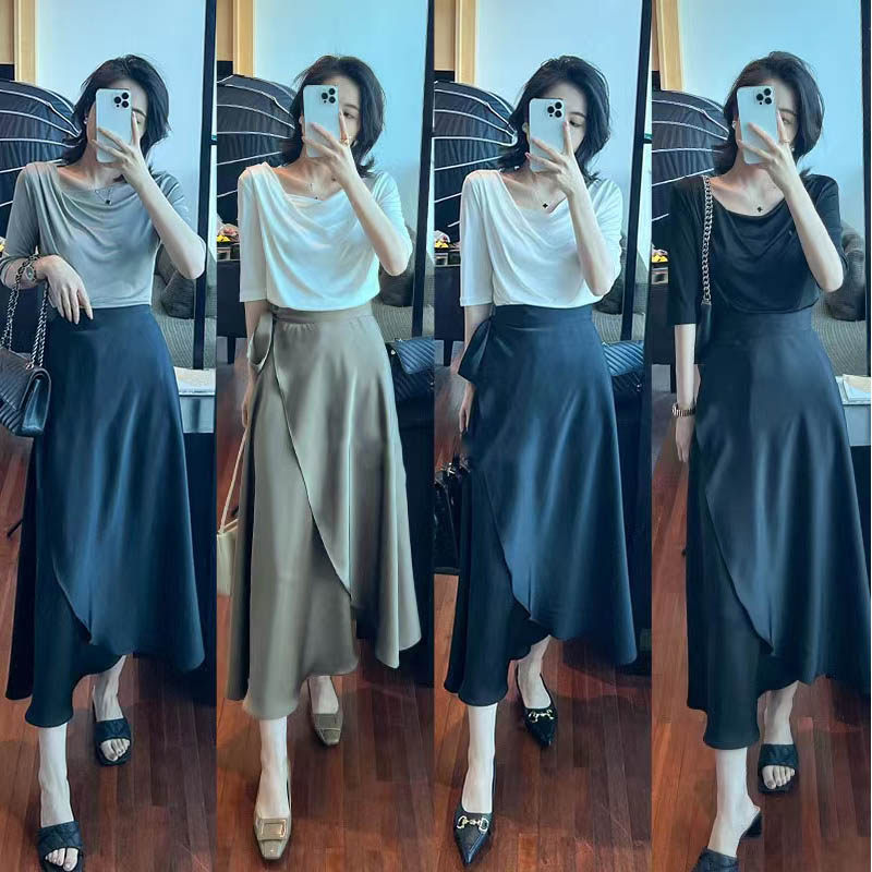 99125-042大码开叉半身裙女胖mm遮肚子显瘦遮胯宽屁股大梨型身材