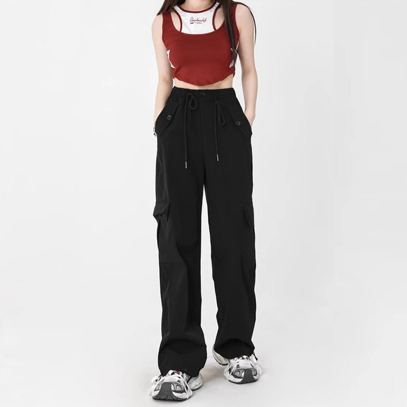 99231-045大码工装裤女胖mm梨型身材休闲裤子高腰阔腿西装裤显瘦