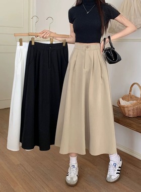 99028-035日系纯棉大码a字半身裙子胖mm遮肚显瘦梨型身材仙女森系