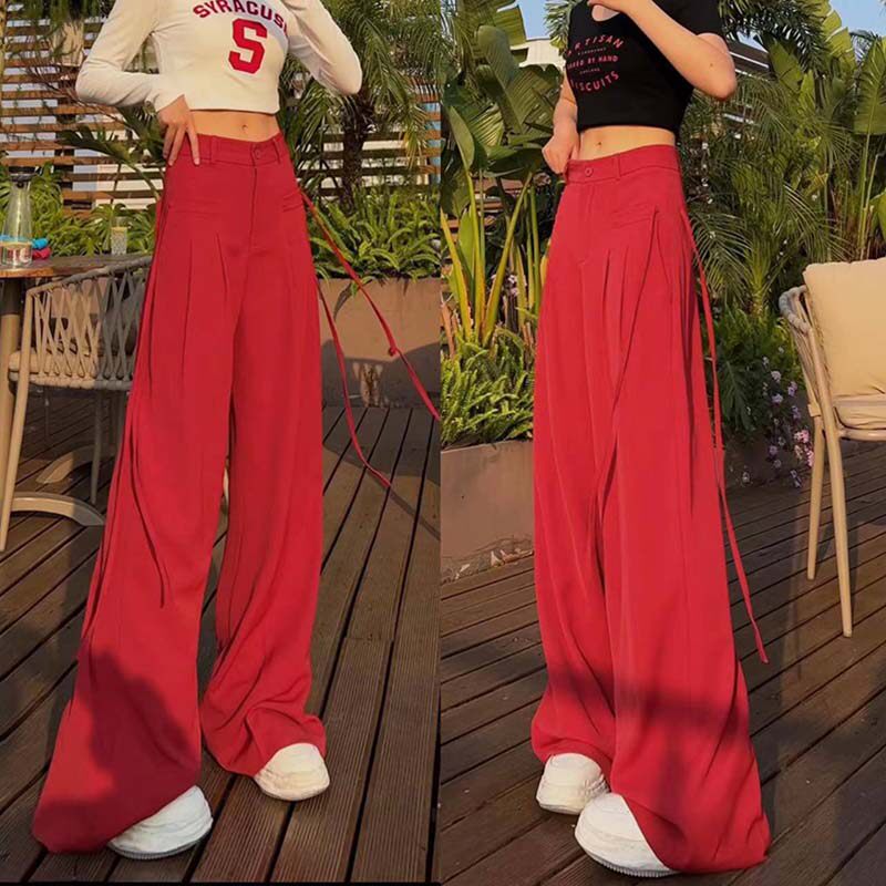 99171-040炸街西装裤大码女胖mm显瘦梨型身材阔腿裤小众设计感潮