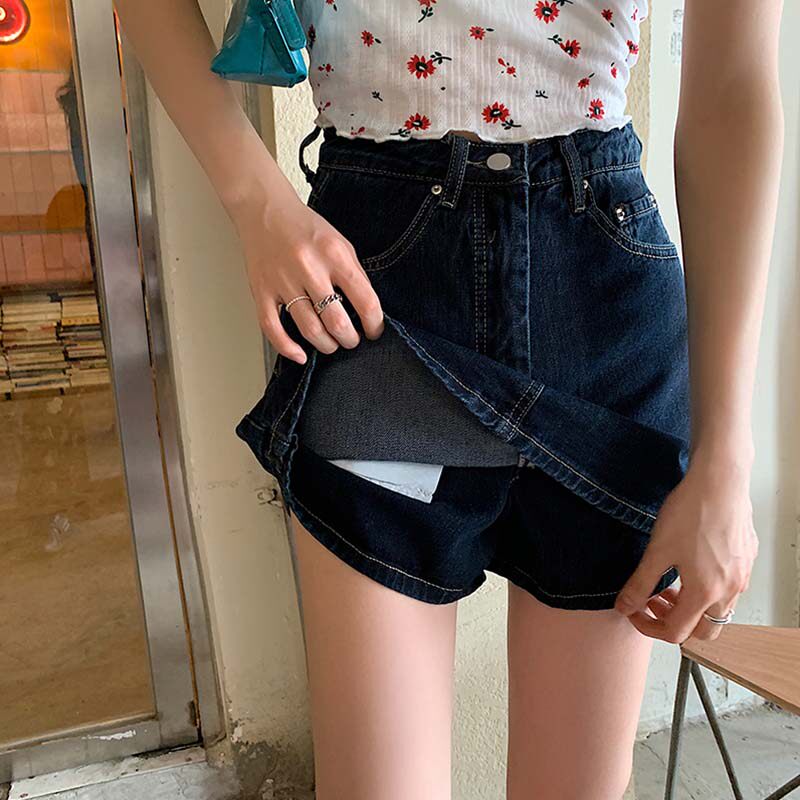 9880-035大码裙裤胖mm设计感小众牛仔辣妹短裙防走光梨型身材显瘦