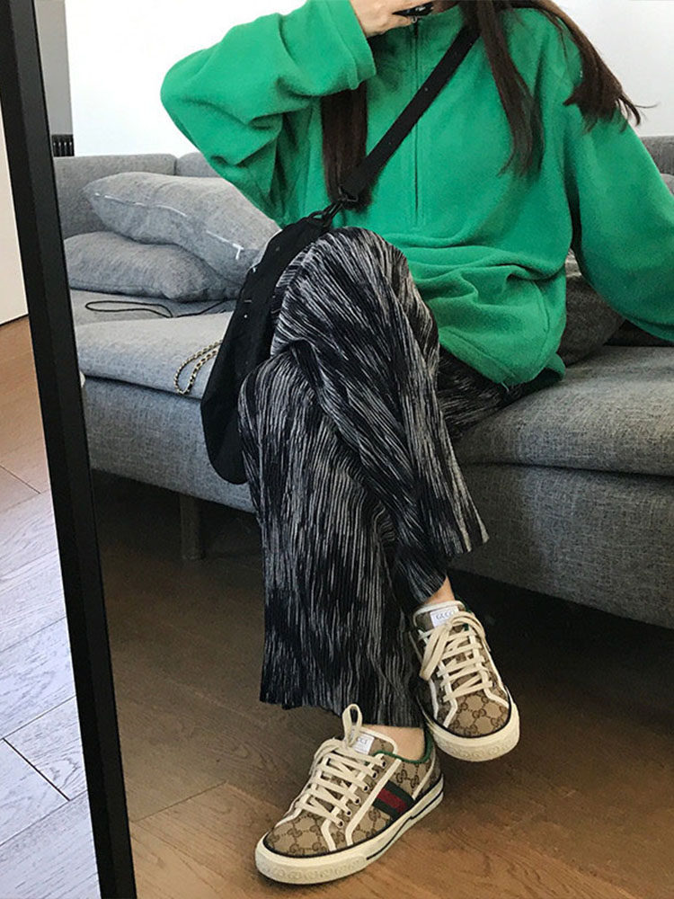 99035-035适合胯大腿粗女生大码胖mm宽松直筒高腰显瘦休闲阔腿裤