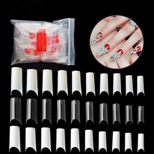 热销美甲C型甲片水管贴片法式指甲片500片袋装