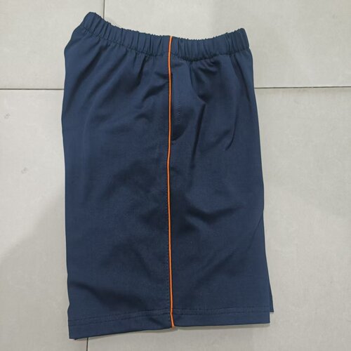 夏季薄款中高小学生校服裤子藏蓝色夹橘色细条短裤休闲纯棉宽松版