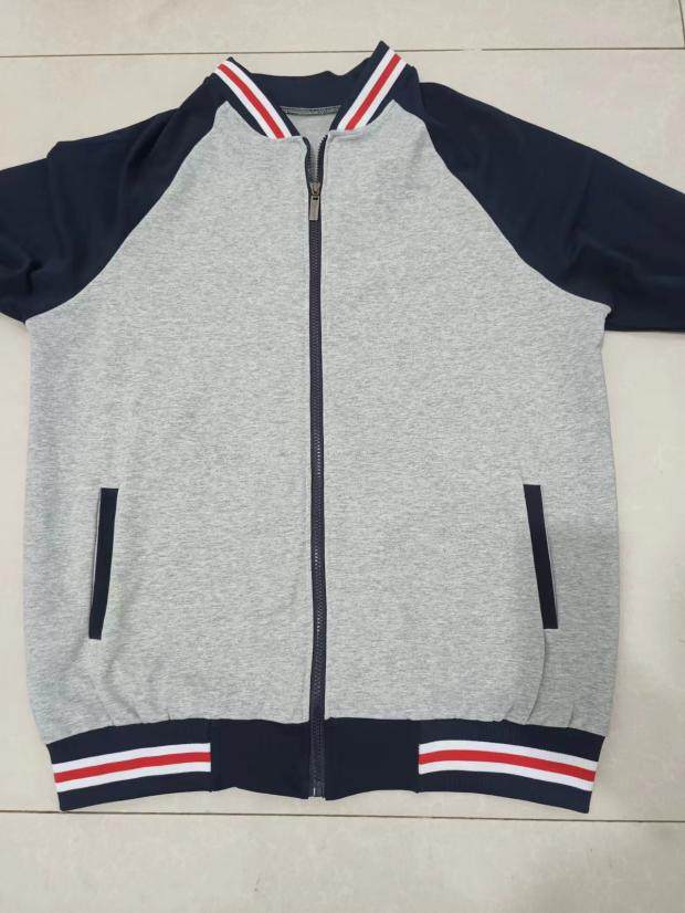 甘肃兰州春秋冬校服上衣中小学生团体园服班服纯棉灰蓝拼接运动衣